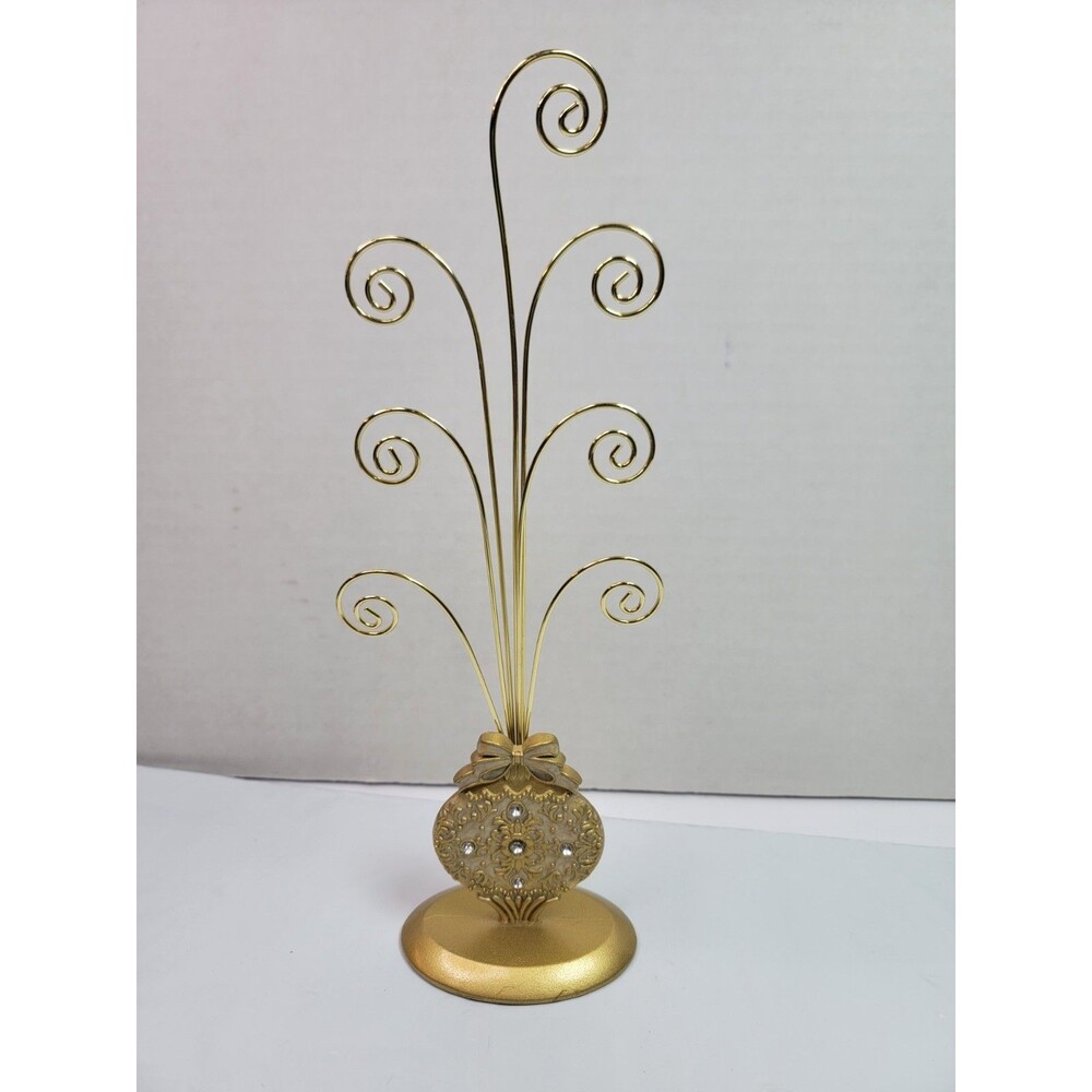 Michaels Gold Metal 7-Arm Christmas Ornament Display Tree Stand Rhinestones